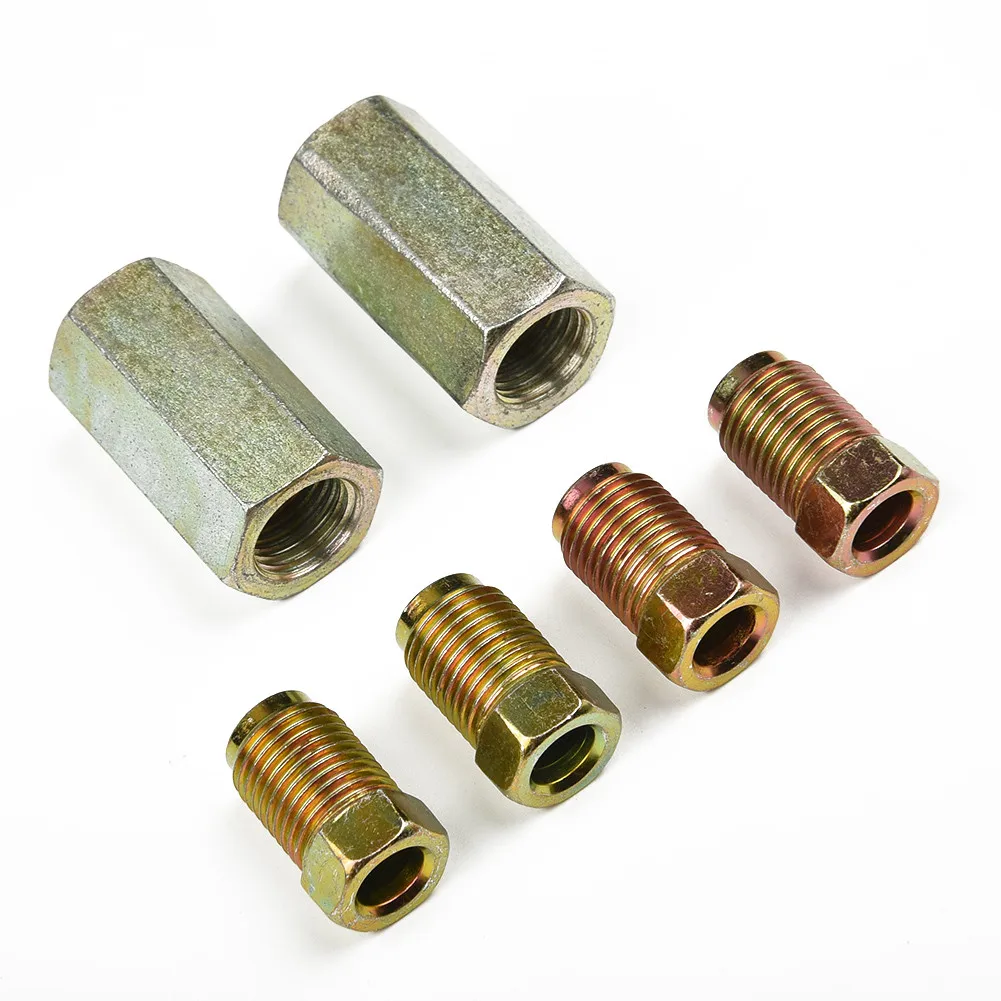 Brake Pipe 2 Qty 2 Way Female Brake Pipe Connector With 4 M10 10mm Male Nuts Short 3/16 " Union 10mm X 1mm 6pcs brake oil connector brake adapter car brake pipe repair kit