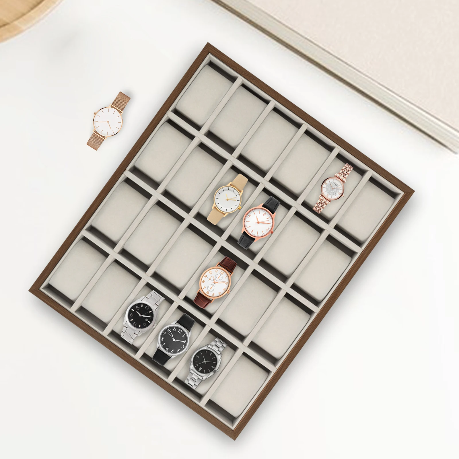 24 Fächer 40*33*4,5cm Uhrenbox Uhrenaufbewahrungsbox Uhrenhalter für Zuhause Schmuck-Display Reise-Mehrfach-Aufbewahrungskoffer – Detail 10