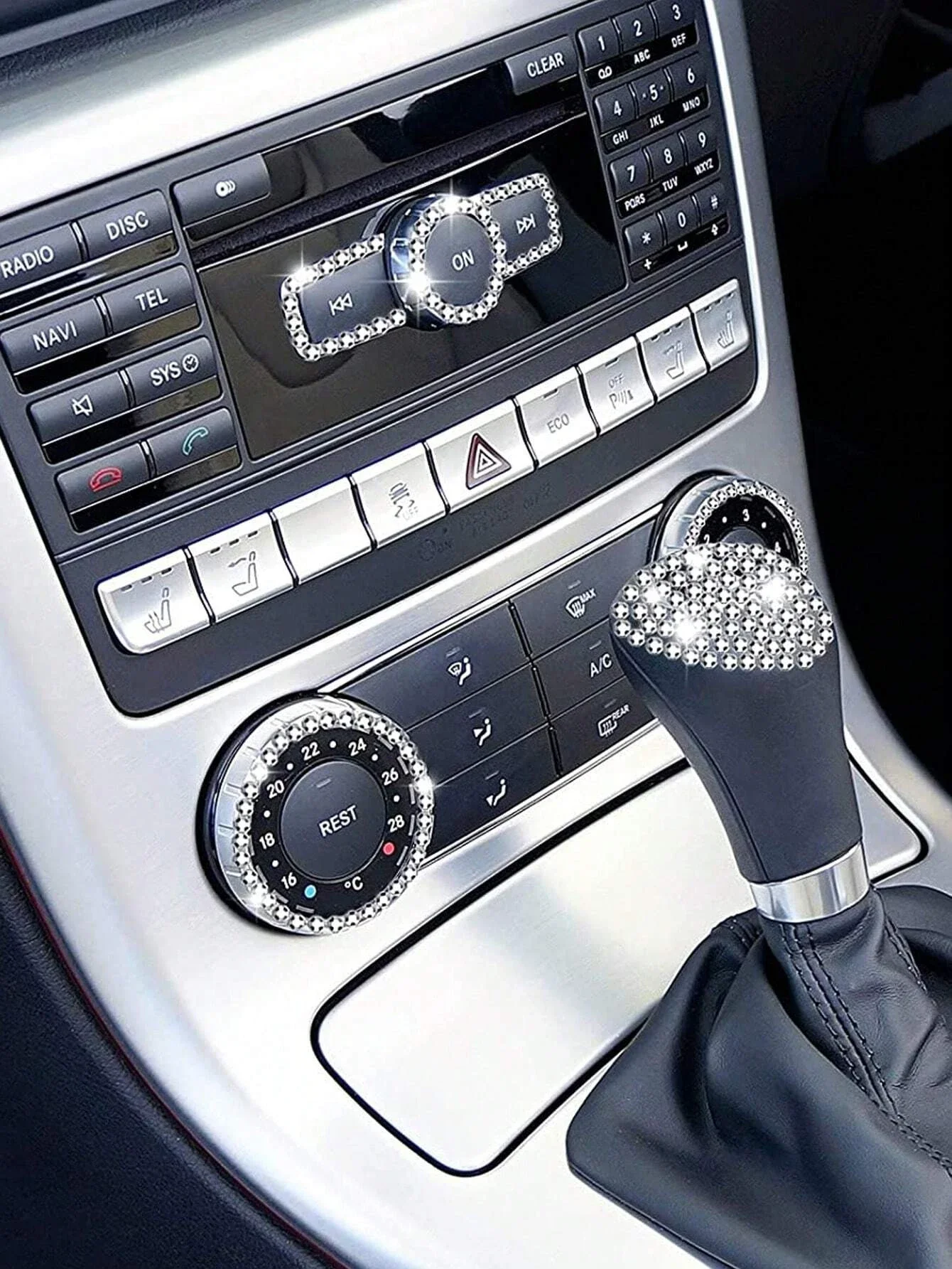 1pc/2pcs Car Interior Decorative Rhinestone Sticker, Creative Mix And Match, Multiple Colors Available