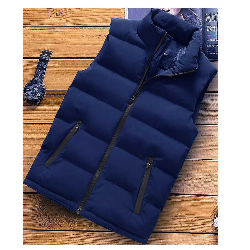 

Men's Thickened Casual Vest Stand Collar Fashion Warm Waistcoat Sleeveless down Cotton-Padded Vest Autumn and Winter Vest Home C