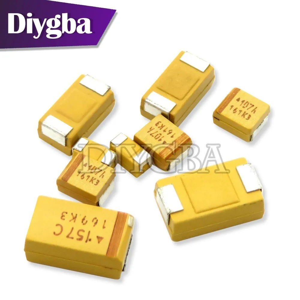 Tantalum Capacitor 10PCS A B C D Type Tantalum Capacitor 100UF 150UF 220UF 330UF 470UF 680UF 6V 6.3V 10V 16V 25V 35V 50V 4.7/6.8/10/15/22/33/47UF