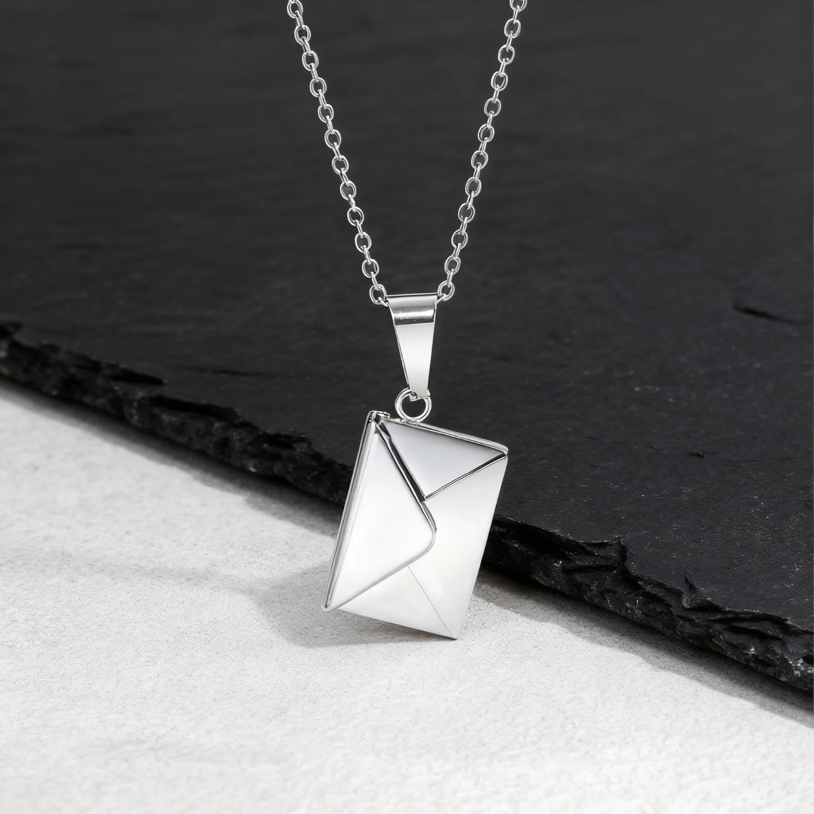 Envelope Photo Neckalce for Men Women,50/60CM Stainless Steel Custom Picture Collars,Gift for Dad Mom Husband Bestie BBF