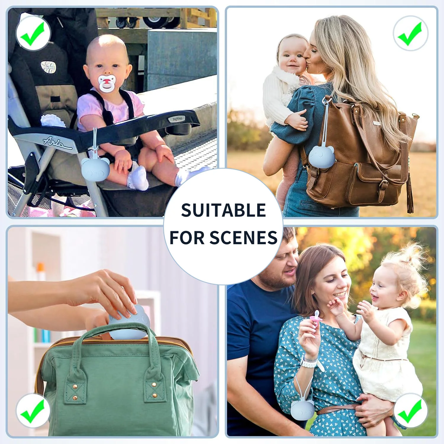 1 PCS Silicone Baby Pacifier Holder Bag, Portable Pacifier Storage Container, Storage Box Cases Accessories for Stroller