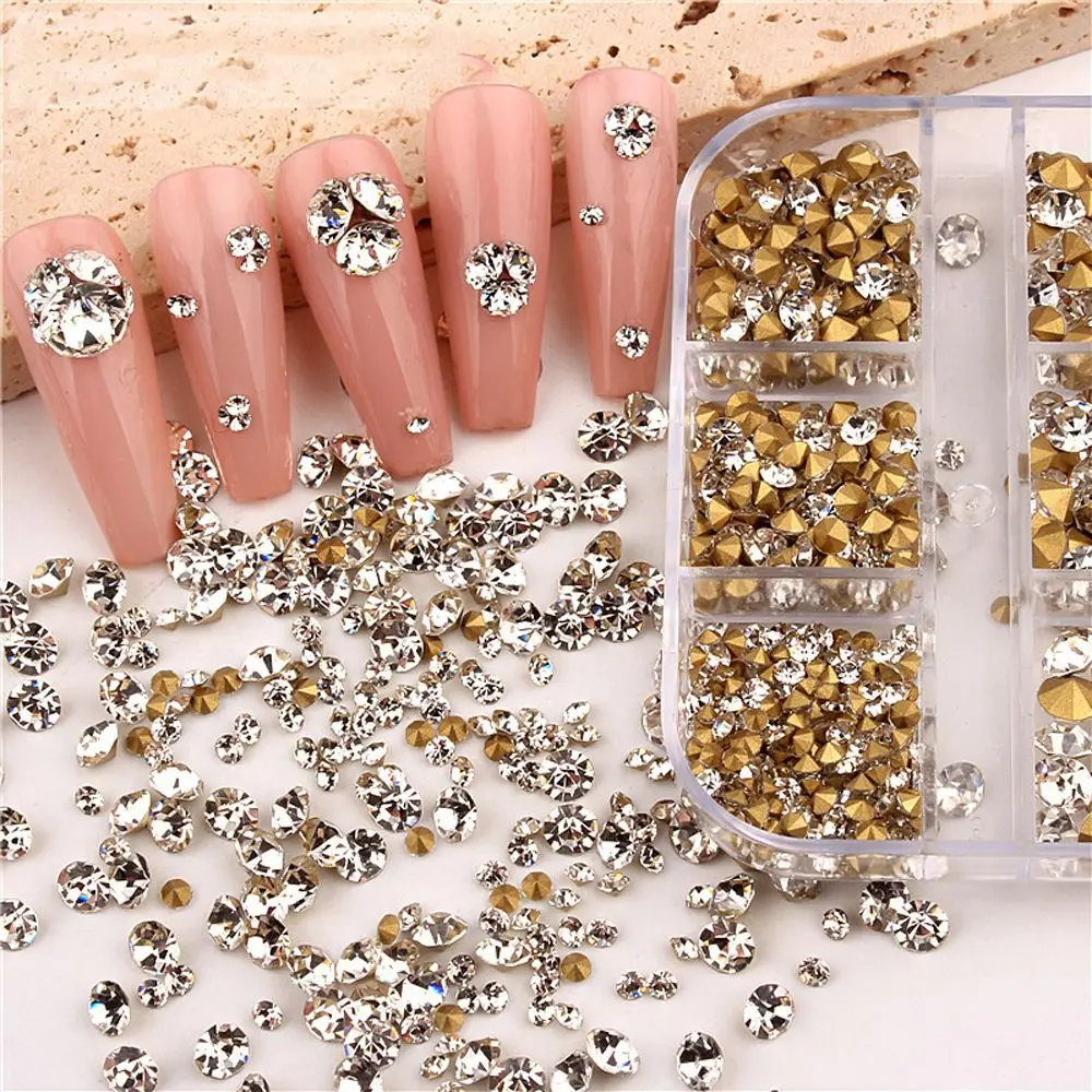 

Back Nail Gems AB Crystal Glass DIY Craft Nail Charms Nail Rhinestones 3D Nails Art Decoration Manicure Accessories