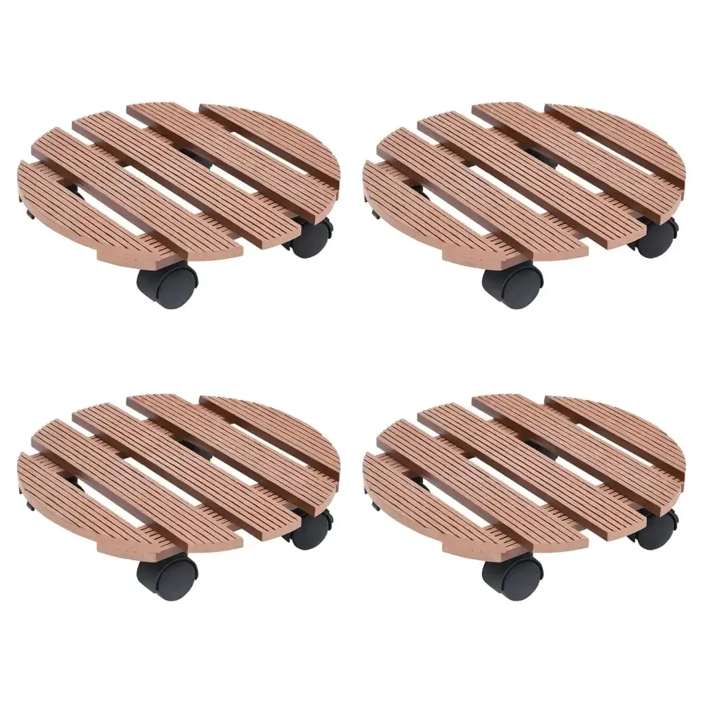 4 Pcs Brown Plant Trolley Diametro 30X7,5 Cm Wpc Garden Plant Shelf Flower Decorazione Multistrato Display Rack Di Stoccaggio Da Giardino
