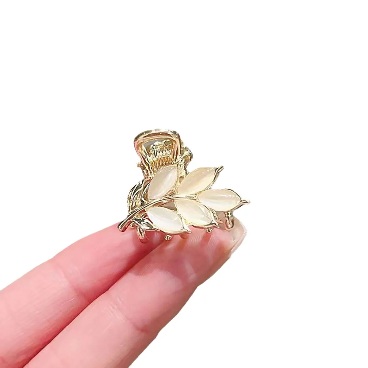 Exquisite Opal blätter Mini Haars pange Frauen Pony Seiten clip kleine Größe exquisite Metall Haarnadel Sommer Mädchen Kopf bedeckung – Detail 2
