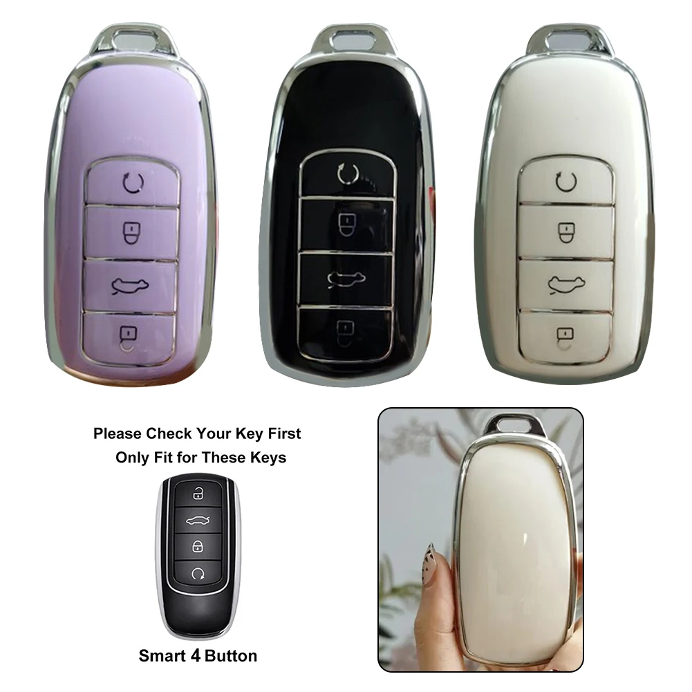

1x Soft TPU Car Key Case Black/ White/ Purple Protective Cover Protector For Chery Tiggo 8 PLUS 8 Pro 7 Pro Arrizo 5 PLUS 2021