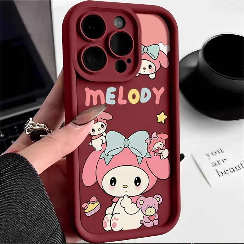 thumbnail image 1 of Sanrio Melody Silicone Phone Case For iPhone 14 15 11 12 13 Pro Max XR XS 7 8 Plus SE2 Cartoon Hello Kitty Lady Girl Y2K Cover, 1 of 5