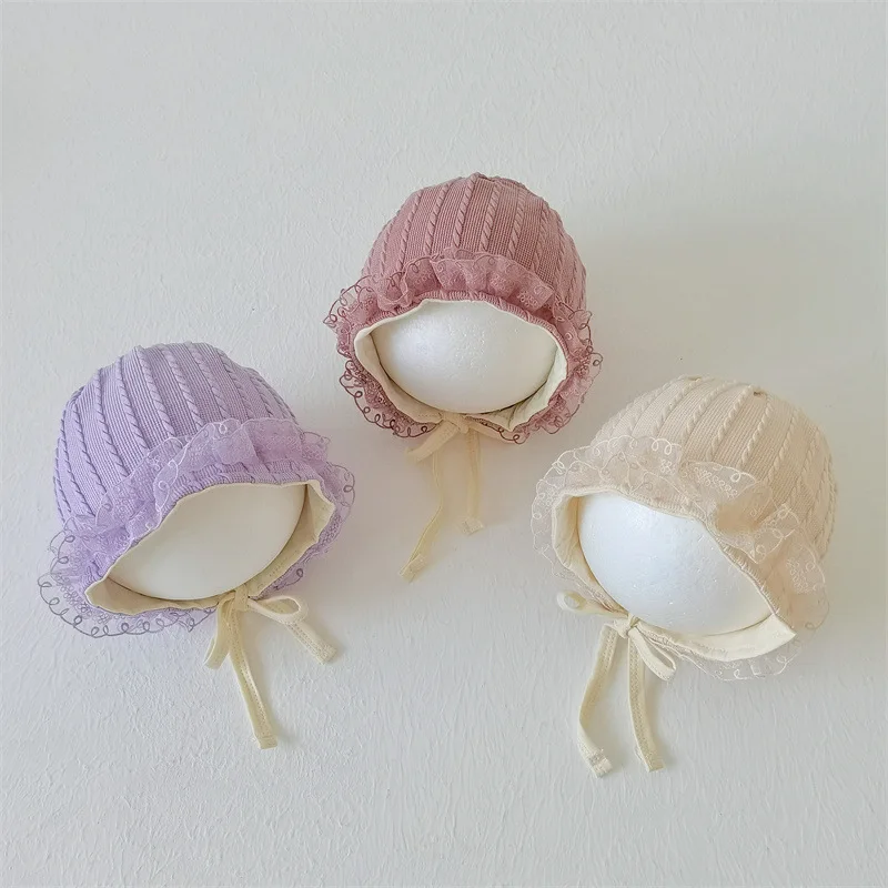 Lace Ruffle Baby Girl Bonnet Hat Soft Cotton Newborn Beanie Cap