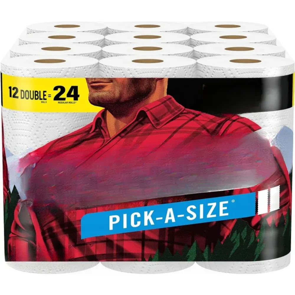 Pick-A-Size Paper Towels, 12 Double Rolls = 24 Regular, 2 Sheet Sizes (Half or Full), Strong Paper Towel For Everyday Use