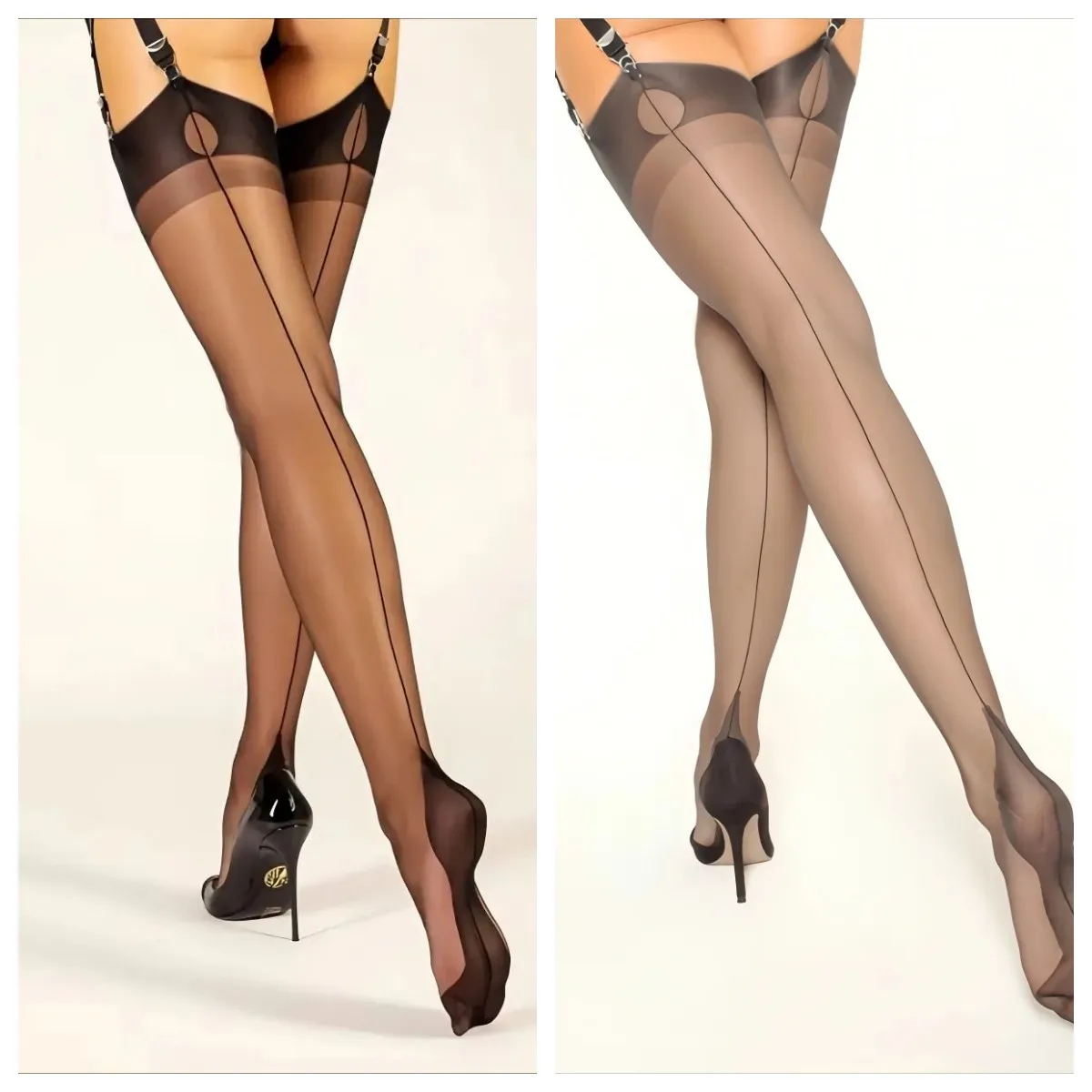 Women's Ultra-Thin Retro Nylon Suspender Stockings - Elegant and Sexy Formal Wear