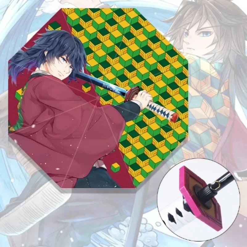 Long Demon Slayer Katana Umbrella UV Blocking Parasol Kochou Anime Kimetsu No Yaiba Shinobu Samurai Sword Umbrellas Raincoa Gift