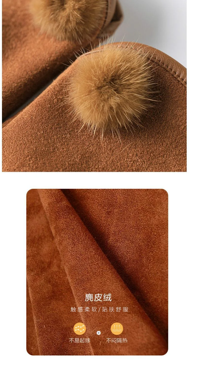 KayCrown Neue Mode Gnade Dame Handschuhe Frauen Winter Vintage Pom-pom Wildleder Touchscreen Fahren Warme Winddicht Handschuh Fäustlinge – Detail 2