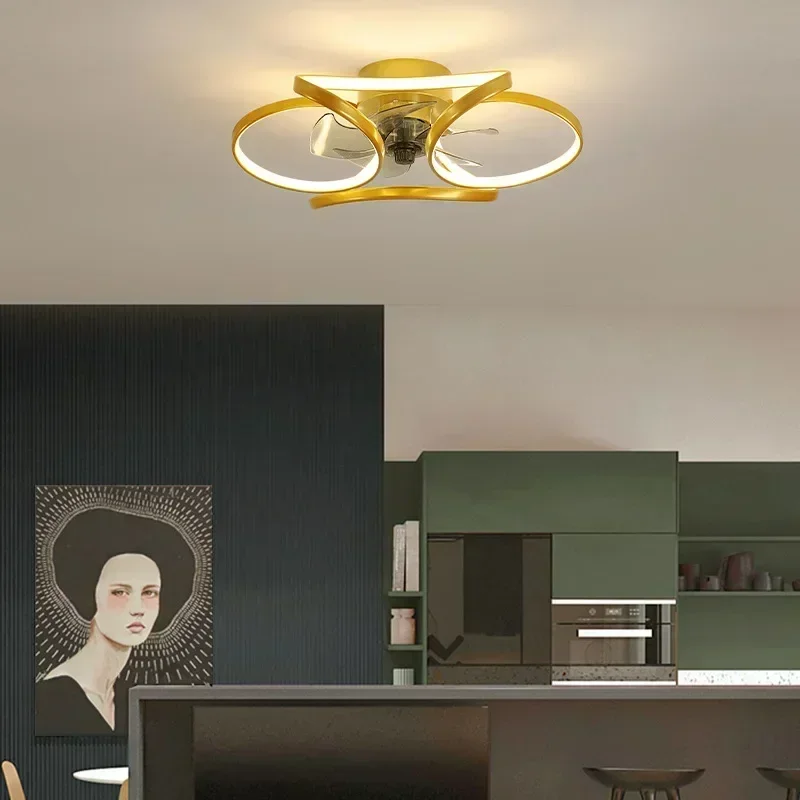 Nordic Intelligent Fan Light Color Dimming and Silent LED Ceiling Fan Light Remote Control Abanicos de tech Bedroom Lighting ceiling fan
