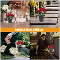 2 Pcs Black 16 Hole Lotus Base Flower Holders for Grave Memorials Dignified Cemetery Decorations Floral Vase Inserts Plastic 2