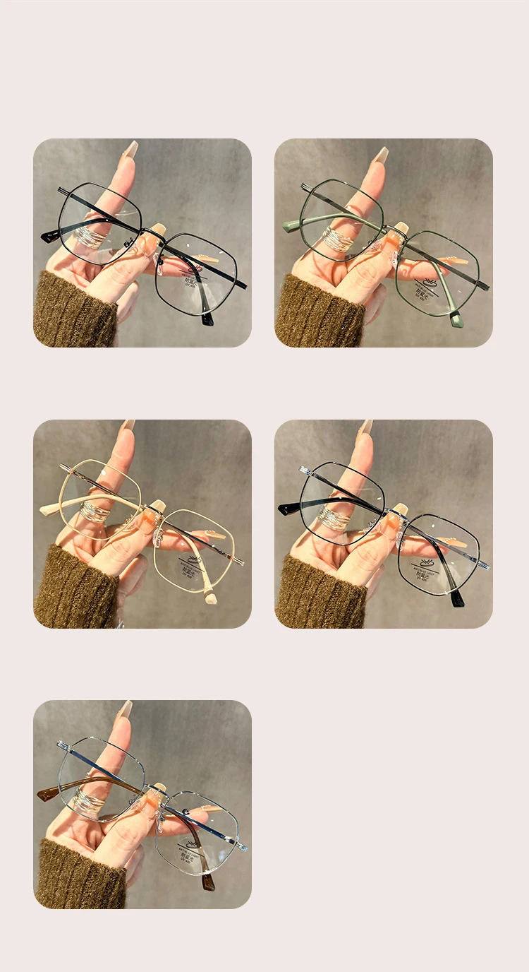 Neue Ultraleichte Flache Brille mit Großem Rahmen für Studentinnen, Unzensiertes Anti-Blaulicht-Gerät, Kurzsichtigkeitsbrille, Brillengestell 9033 – Detail 8
