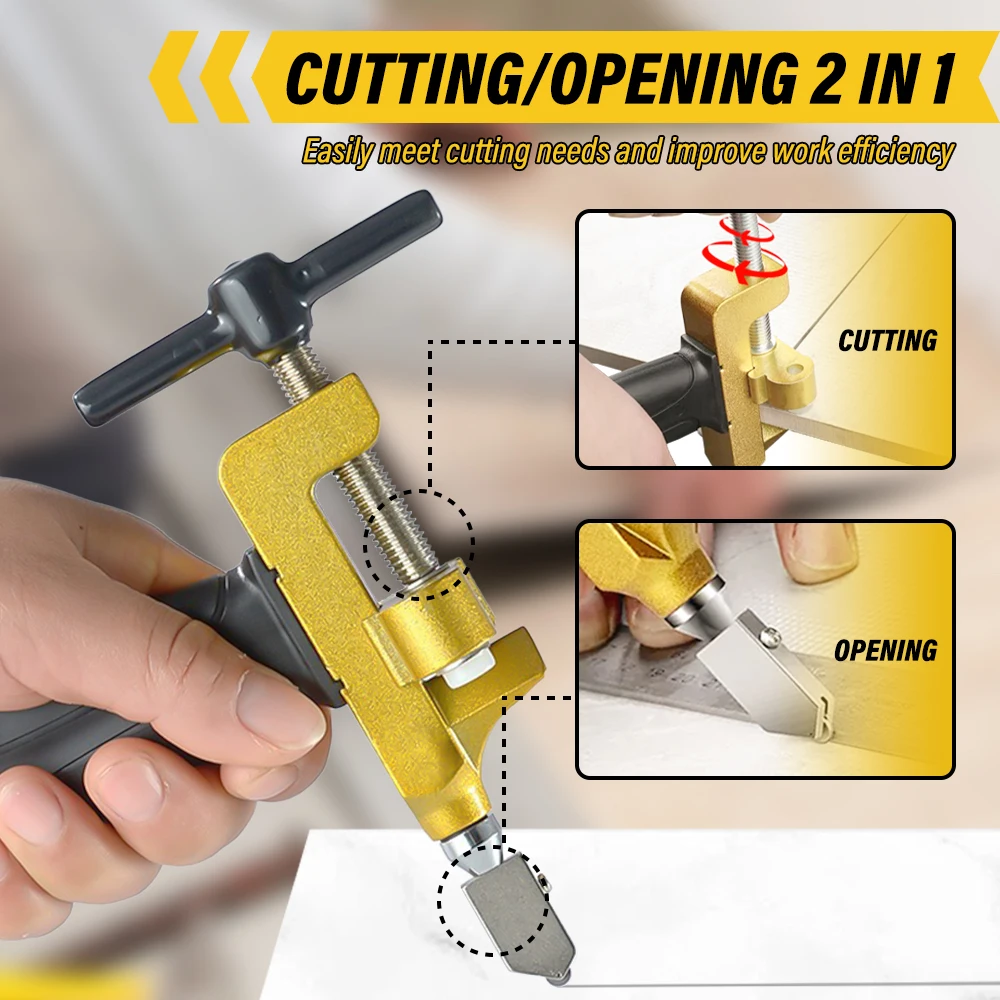 High Quality 2 in 1 Diamond Tile Glass Cutter Professional Ceramic and Porcelain Cutting Manual Multifunction Hand Tool Home DIY 2