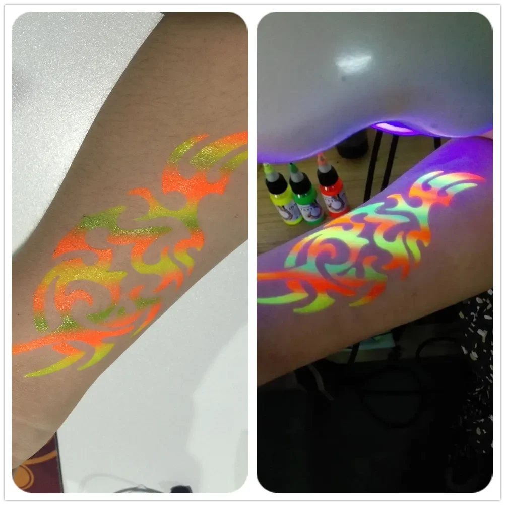 Fluorescent Inks for Airbrush Temporary Tattoo Ink 30ML/Bottle 4 Colors Body Painting Pigment for Choose Practice Tattoo Ink