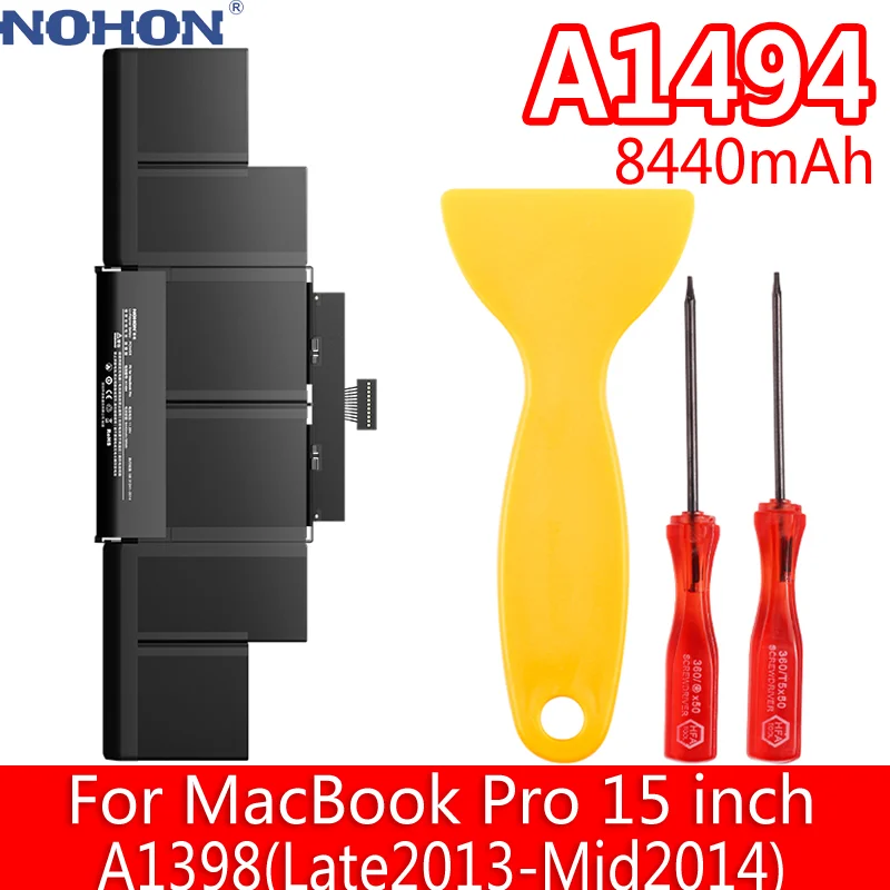 

NOHON A1494 Laptop Battery For Macbook Pro 15” inch A1398 Late 2013 – Mid 2014 A1398 ME293 ME294 MC975 MC976 A1417 8440mAh