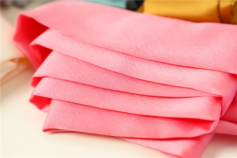 10 Farben 5X190CM Damen Schmaler Langer Schal Einfarbiger Chiffon-Seidenschal Gummiertes Rot Schwarzes Taschenband Stirnbänder Choker Streamer – Detail 18