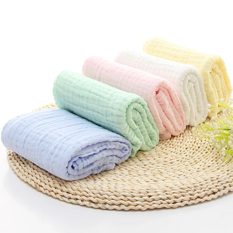 Baby Receiving Blanket Infant Gauze Bath Towel Kids Swaddle Bedding 6 Layers 100*100cm Pure Cotton Bubble Muslin Blanket