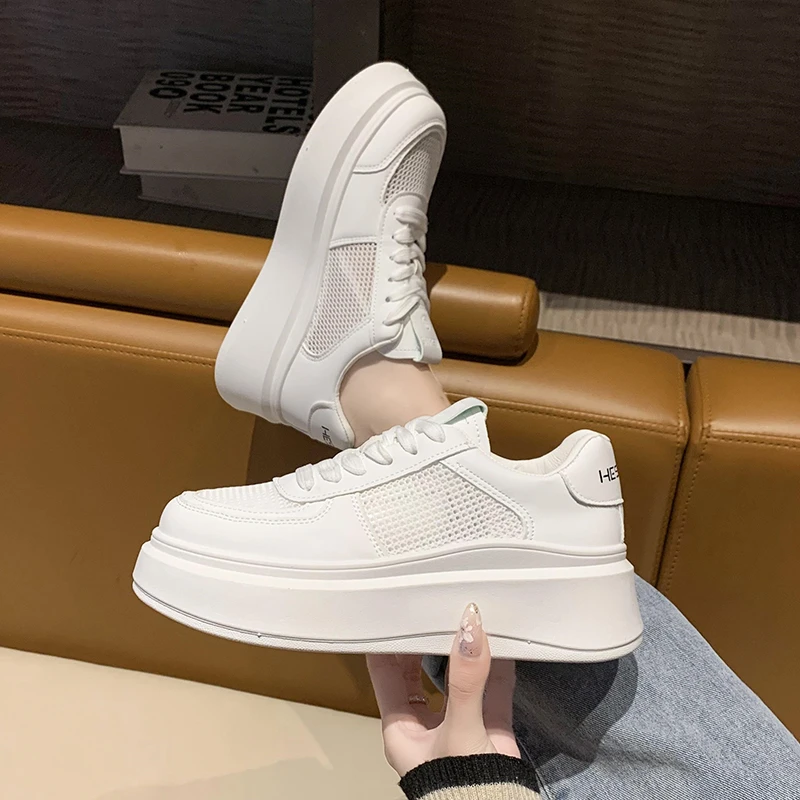 Thick Sole Small White Shoes for Women 2023 New Summer Hollow Breathable Casual Women's Shoes Versatile Lightweight