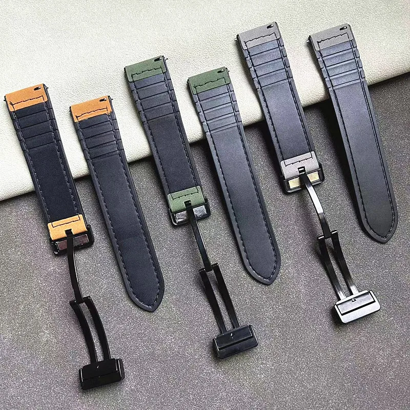 Premium 22mm Leather Magnetic Watch Band – Elegant Color Replacement Strap