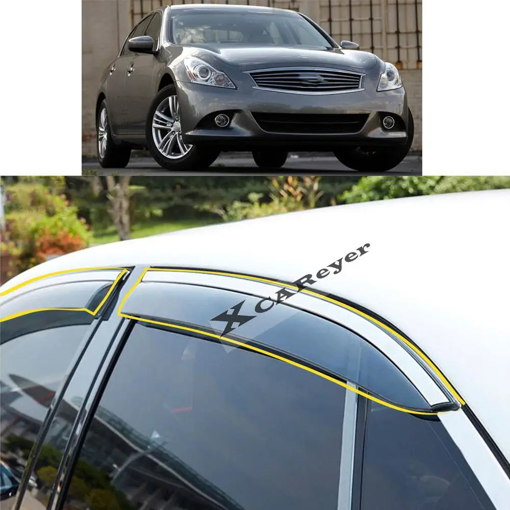 

Наклейка для кузова автомобиля INFINITI G25 G35 G37 2009 2010 2011 2012 пластиковое стекло ветрозащитный козырек от дождя/солнца Запчасти для вентиляционных отверстий