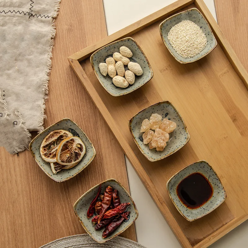 Retro Creativity Cartoon Ceramic Plate, Japanese Fish and Shrimp Print Hoisin Sauce Seasoning Plate Home Kitchen Tableware