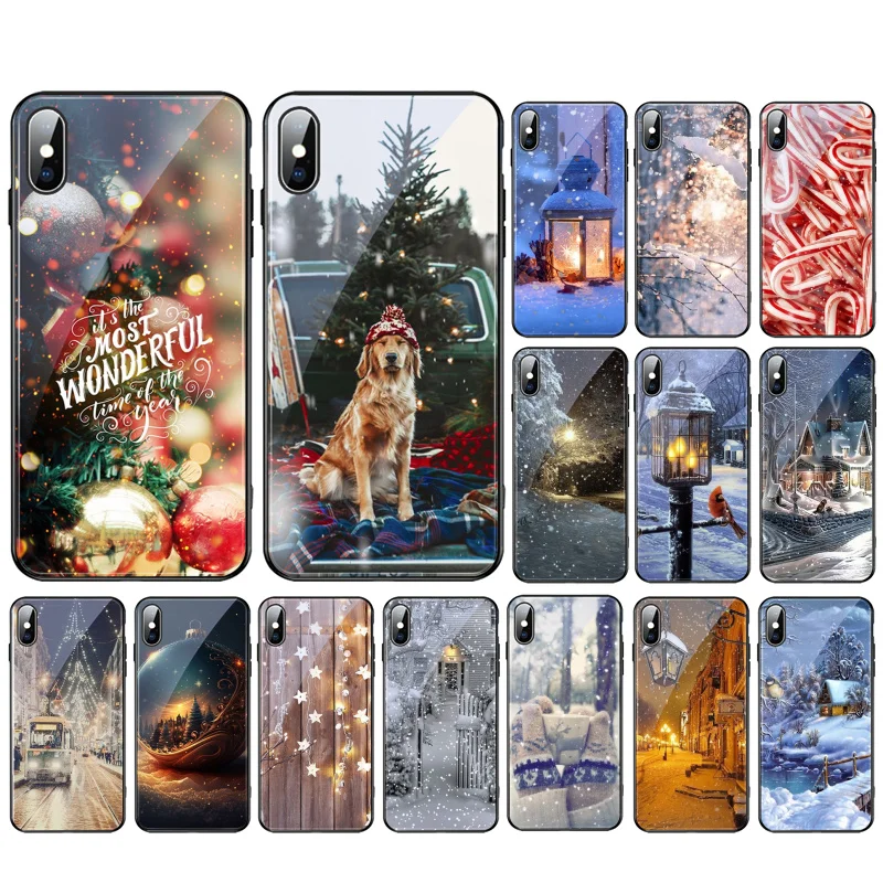

Christmas Tree Light Snow Glass Phone Case For Samsung Galaxy A52S A04S A21S A33 A23 A13 A14 A32 A52 A53 A54 A51 A71 M51 Shell