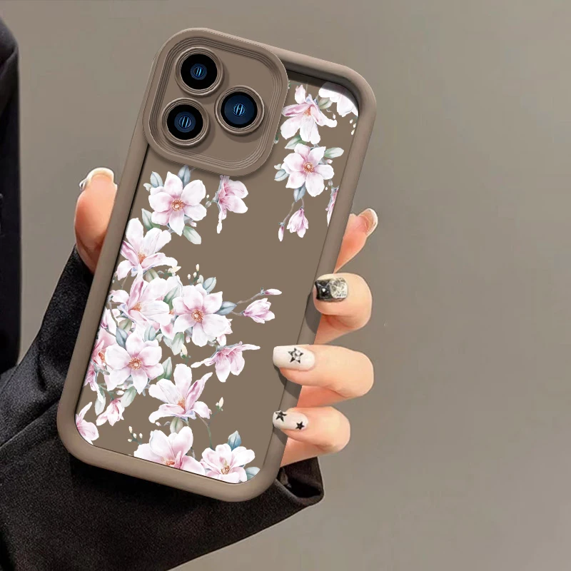 Elegant Floral Soft Silicone Matte Phone Case Cover