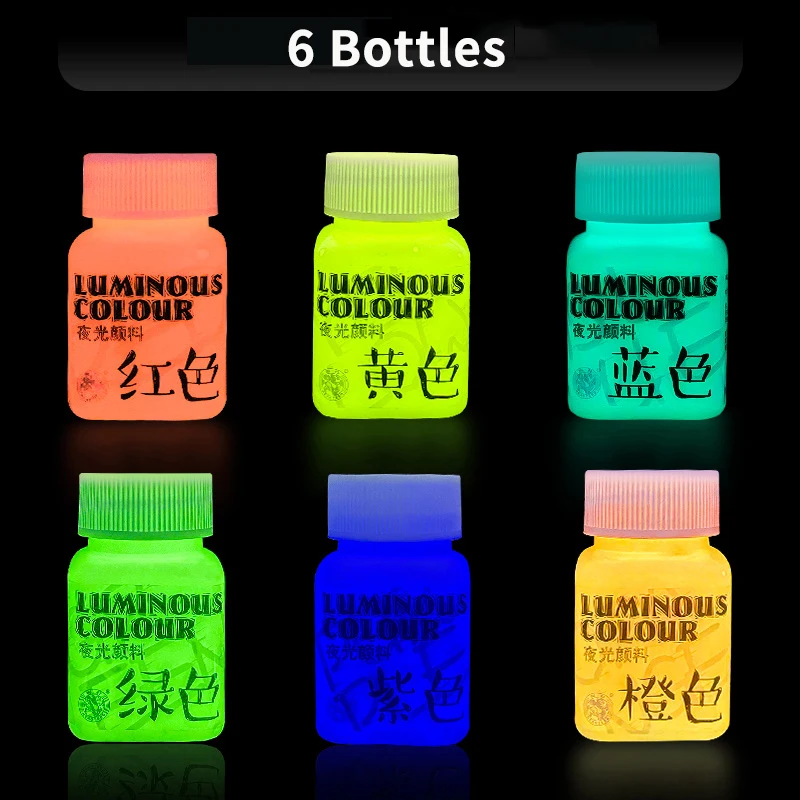 Glow In The Dark Fluorescent Acrylic Paint Set - 10 Vibrant Colors for DIY Art and Hand-Painted Graffiti Projects