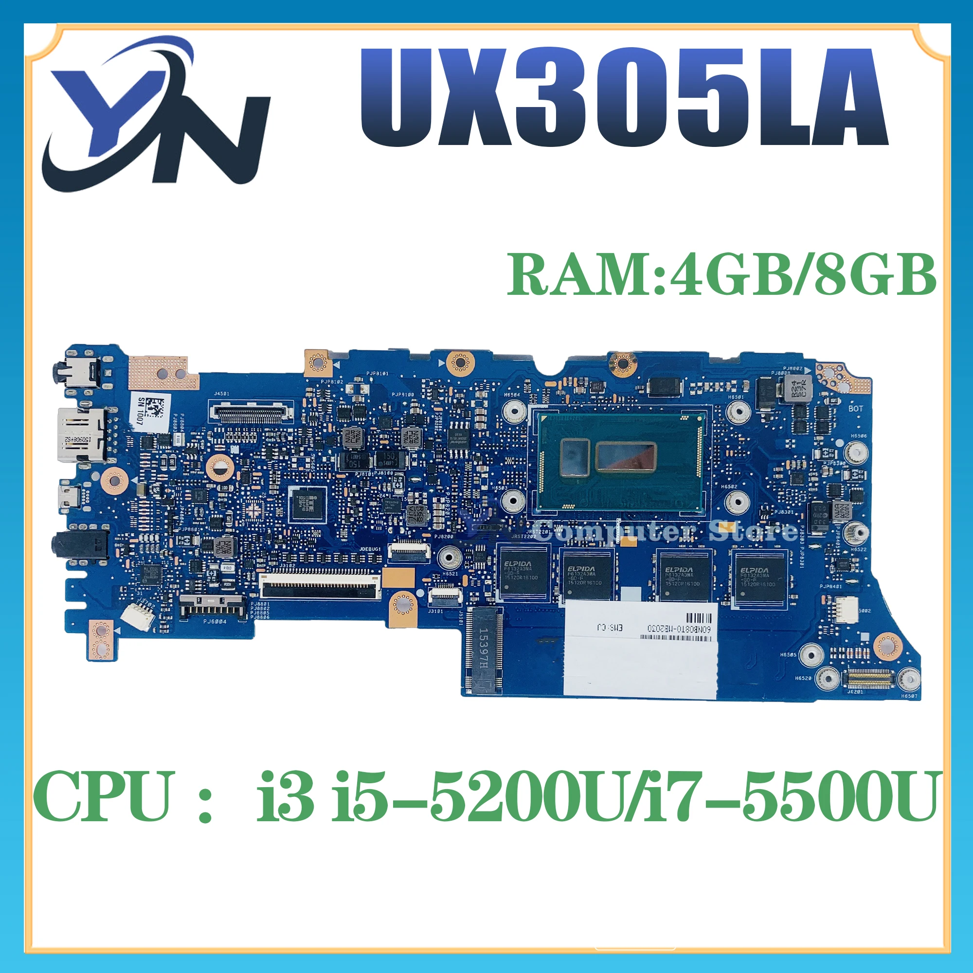 

UX305 Laptop Motherboard For ASUS UX305LA UX305LA_C UX305LA_MB I3 I5-5200U I7-5500U 4G OR 8G RAM Mainboard 100% Test Ok