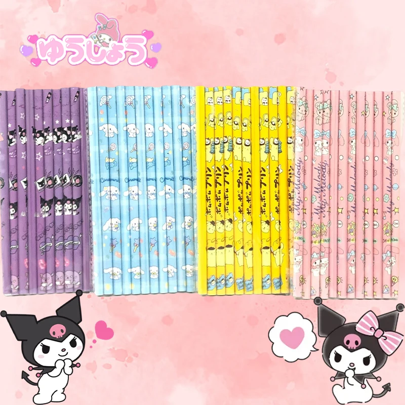 

12Pcs Cartoon Kuromi Pencils Kawaii Anime Sanrio Cinnamoroll Stationery Writing Pen Student School Supplies Toys Christmas Gifts