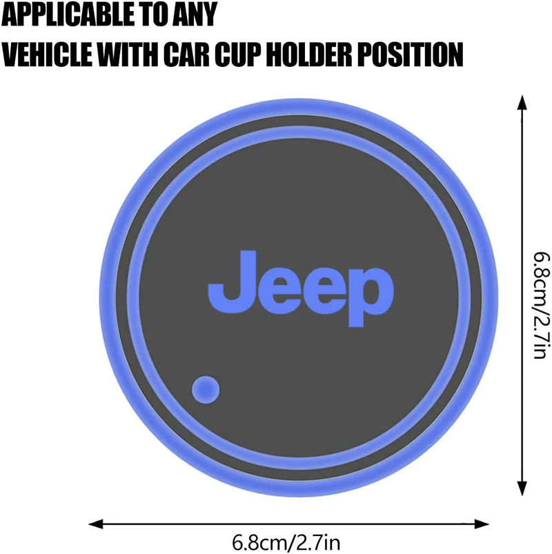 2pcs LED Car Water Cup Mat Drink Holder For Jeep Grand Cherokee XJ SRT Renegade Compass Wrangler JK TJ Patriot Trail Hawk Led Interior Lights