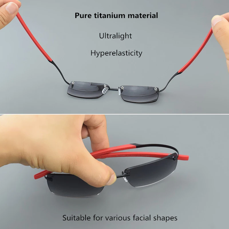 TAG Hezekiah Titanium Sunglasses Men 0382 Frameless Fashion Retro - Main Image