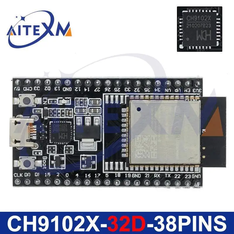 Scheda ESP32 NodeMCU Con CH340C – 2 Pezzi, WiFi 2,4 GHz + Bluetooth Dual Core, 240 MHz, 512 KB RAM, Perfetta Per Progetti IoT E Arduino IDE