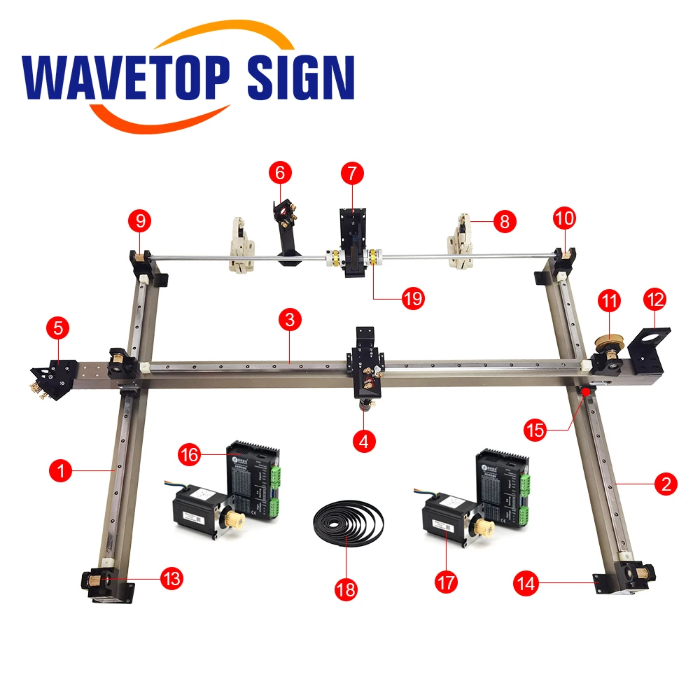 WaveTopSign Mechanical Parts Set 9060 1280 1390 1490 1610mm Linear Guide Rails Kits Spare Parts for CO2 Laser Engraving Cutting