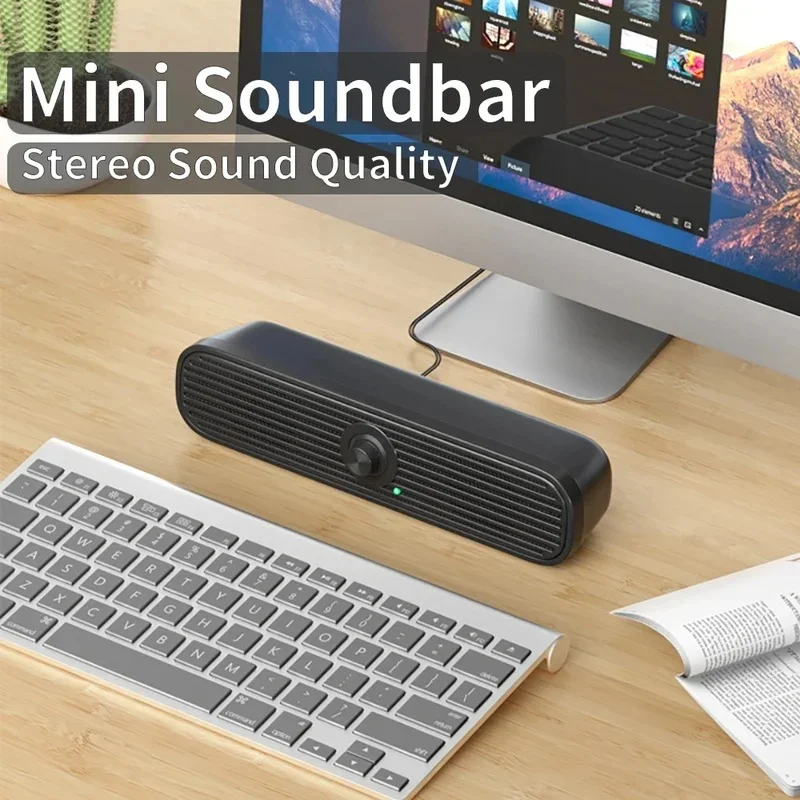 Enhanced Desktop Soundbar with Surround Sound and Powerful Bass - USB Wired Home Stereo Speaker System