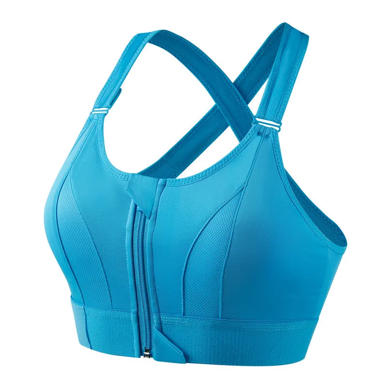 Fitness Sports Bra Front Zipper Strap Bra High Impact Bra for Workout Yoga  Tank Top Seamlessly Gathering Brassiere (Color : Blue, Size : XX-Large) :  : Clothing, Shoes & Accessories