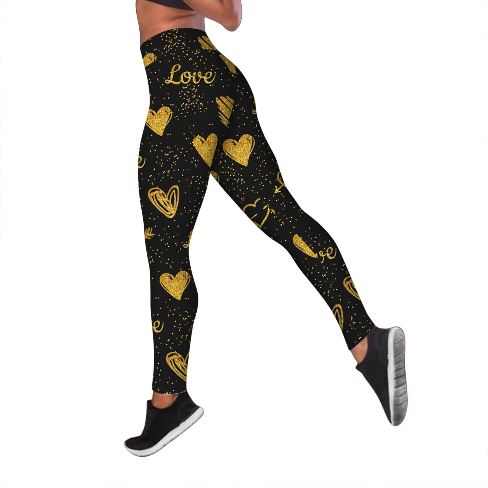 Valentine's Day Heart Print Leggings Women Fitness Sports Workout Trousers  Push Up High Waist Tummy Control Leggins Pantalones - AliExpress