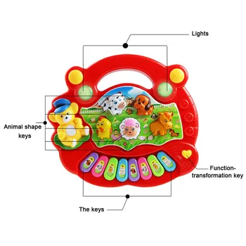 Baby Musical Toy With Animal Sound Kids Piano Keyboard Electric Flashing Music Instrument Early Educational Toys For Children 2