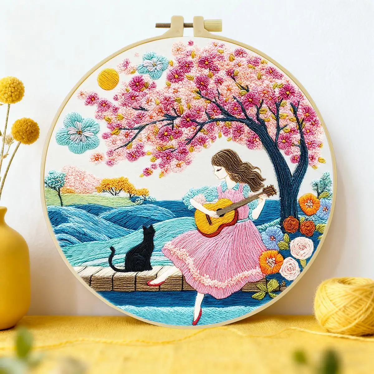 1 Stück 20X20CM/15X15CM 7,87/6,3 Zoll Garten-Stickerei-Starter-Kit DIY-Kit DIY-Stickerei-Set für Anfänger