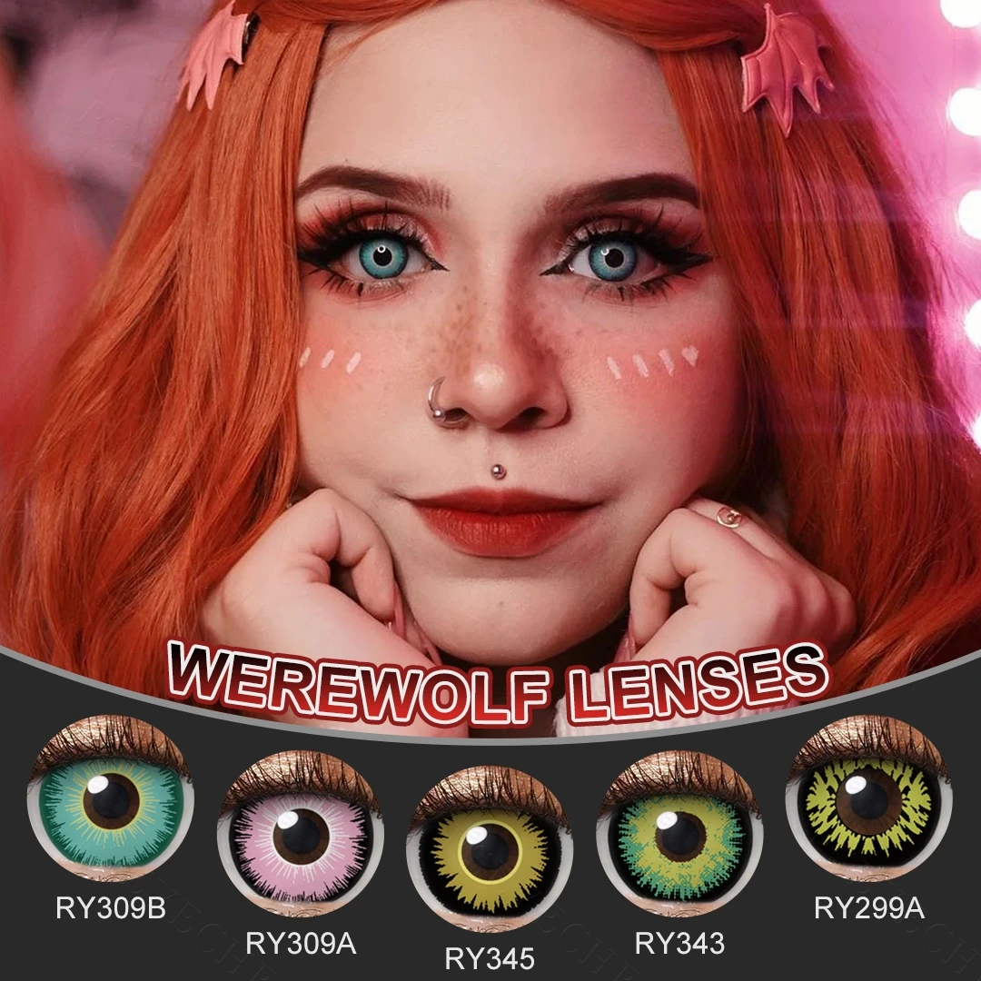 Demon Slayer Cosplay Contacts Lenses for Eyes Pink Contacts Yearly Lenses  Yellow Werewolf Contact Lens Jade Green Contact Lenses