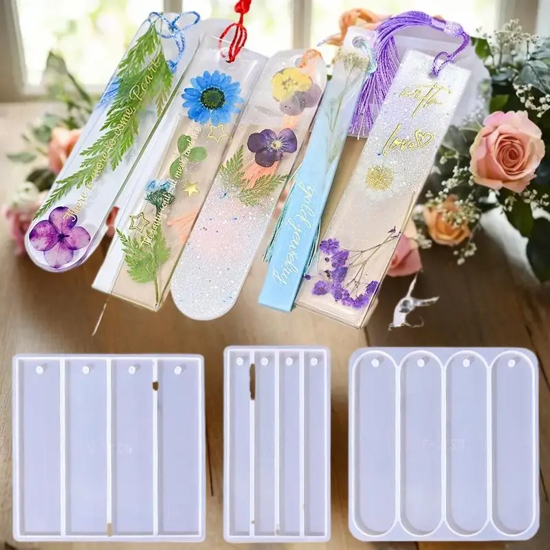북마크 실리콘 몰드 직사각형 에폭시 수지 주조 금형 DIY 크리스탈 에폭시 수지 책 장식 공예 액세서리