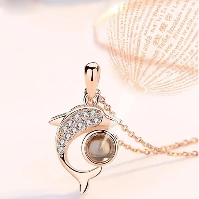 

Dolphin Necklace for Female Instagram Small and Luxurious Sterling Silver Neckchain as a New Valentine's Day Gift for Girlfriend