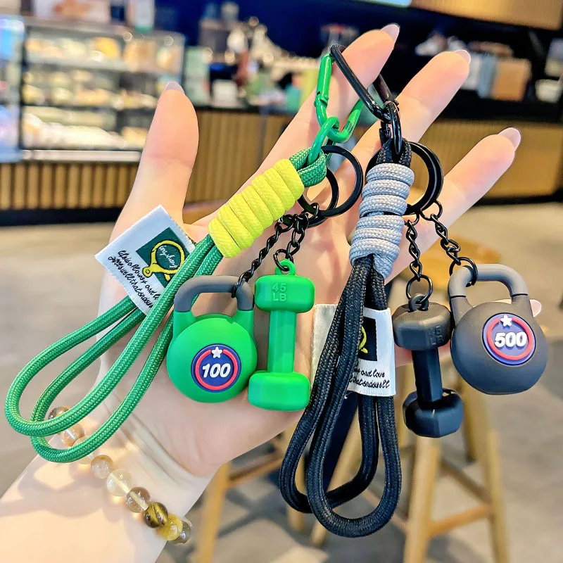 Car Key Ring Hand-Woven Fitness Keychain Weight Plate Anti-Lost Gym Lover Key chain Ins DIY Nylon Rope Pendant Gym Gifts