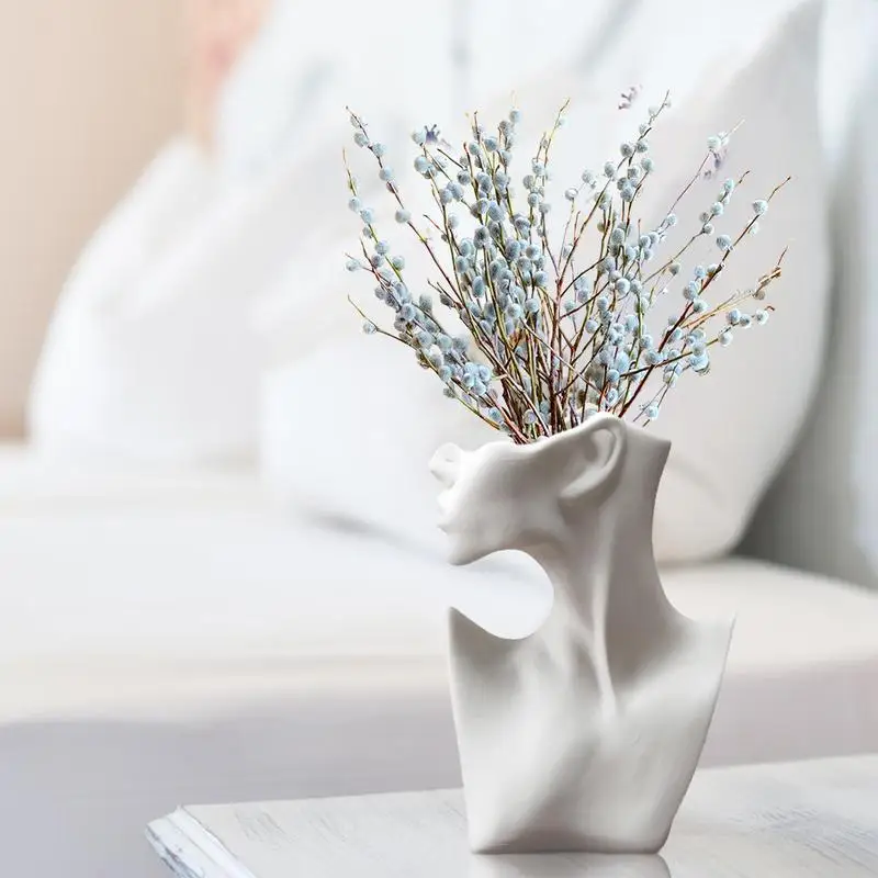 Face Vases For Flowers Ceramics Statue Flower Vase Body Vase Modern Minimalisms Style Face Pots Bust Head Shaped For Birthday 4