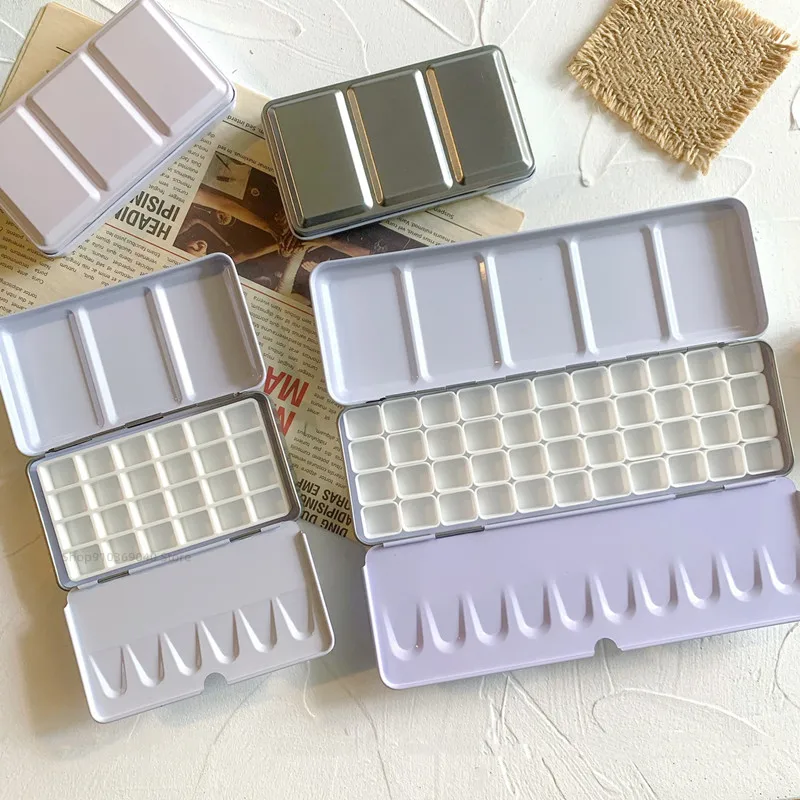 Morandi Color Empty Watercolor Palette Tin Box Paint Storage Iron Box 24/44 Grid for Watercolor Paint Painting Art Supplies color palette watercolor palette