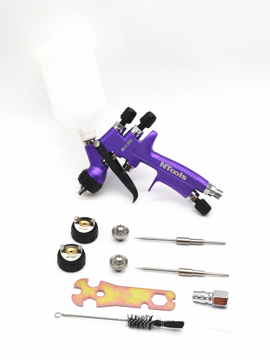Paint Spray Gun Hvlp Air Spray Gun with 0.8/1.0/1.2mm Nozzles 250ml Capacity For Walls Automotive